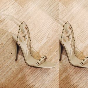 Nude studded heels